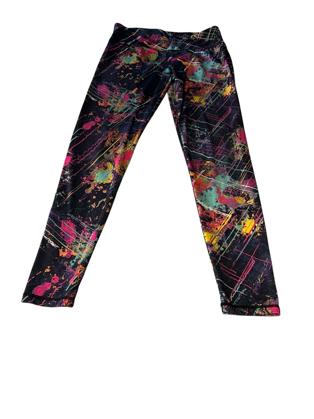 Women’s Black Paint-Splash Leggings - Brand Unknown